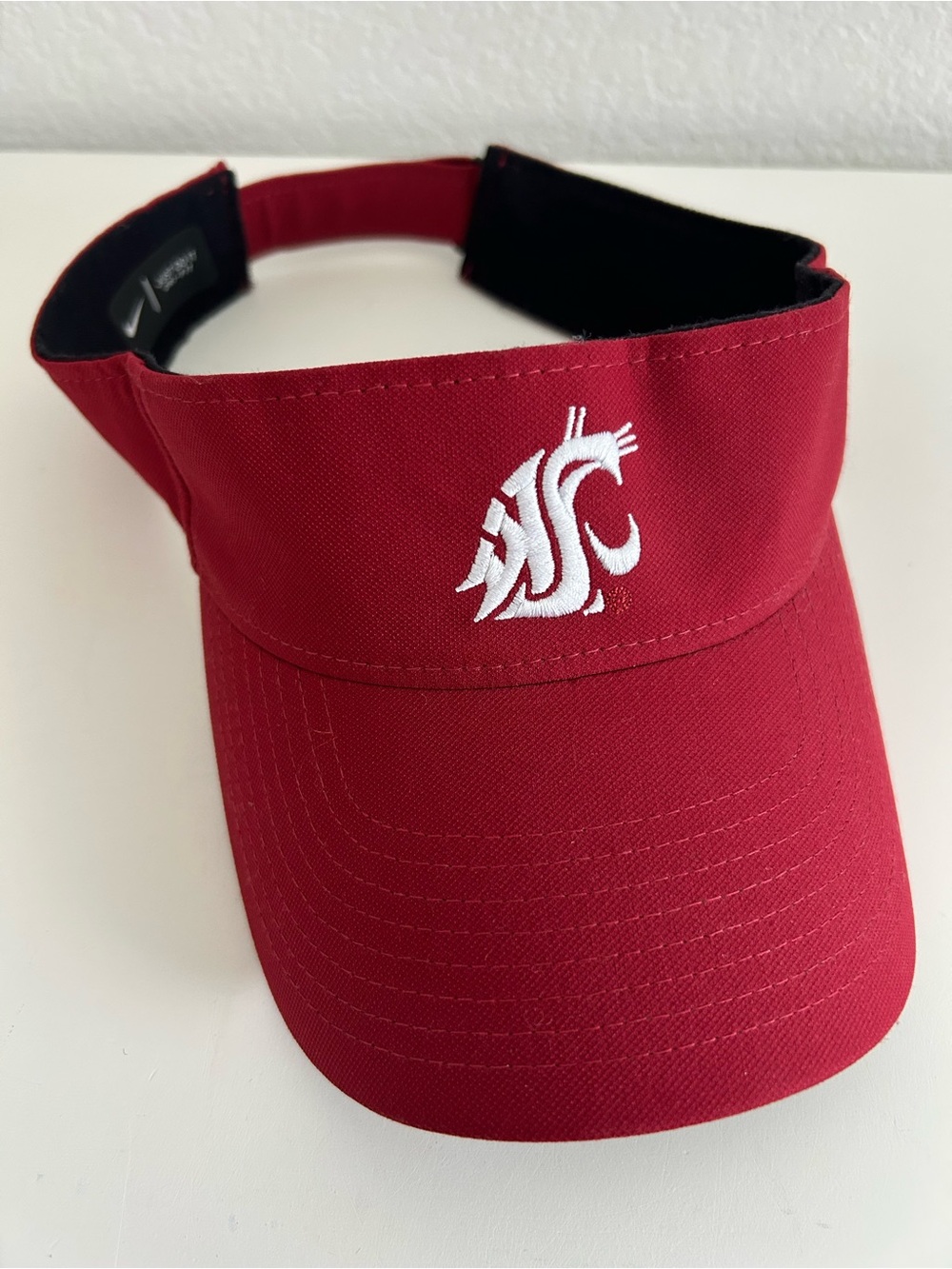 Nike WSU WA State Cougars Red Visor White Logo Dri-Fit Game Day Adjustable